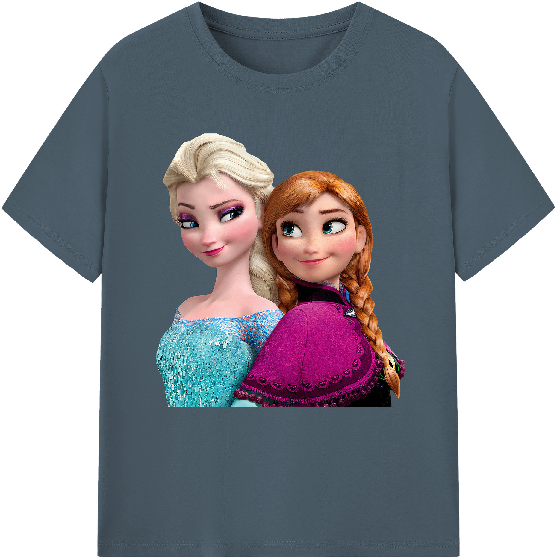 （画像用） アナと雪の女王 アンナ エルサ Frozen Anna Elsa 綿100％半袖Tシャツ（フロントプリント）